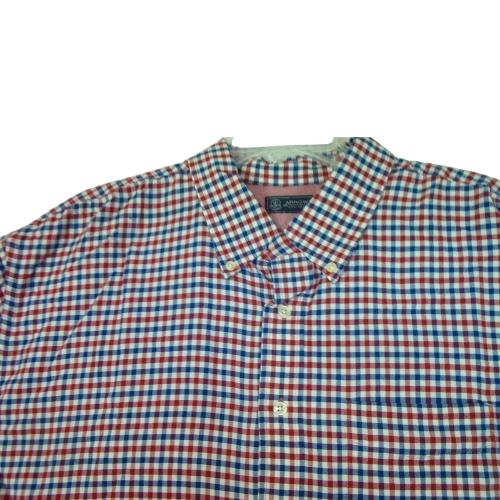 Arrow USA 1851 Men's Check  100% Cotton‎ Long Sleeve Button Down Shirt Size XXL